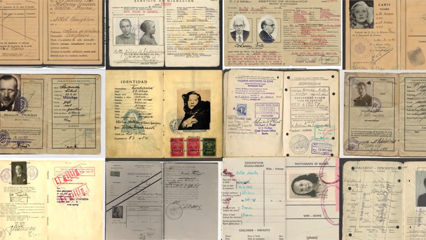 Ausweisdokumente verschiedener Künstler*innen aus der ersten Hälfte des 20. Jahrhunderts